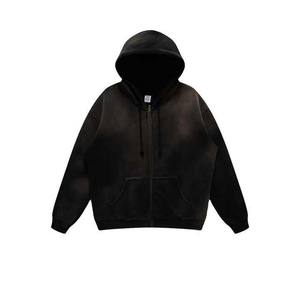 เสื้อฮู้ดซิปผู้ชายทรงปกติผ้าเฟรนช์เทอร์รี่แบบฟอกกรด ปรับแต่งปักลายได้ สไตล์สตรีทแวร์ วินเทจ เบสิค ผ้าฟลีซ - Product Image 1