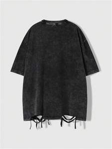 เสื้อยืดผ้าฝ้ายถัก100% สำหรับผู้ชายเสื้อทรงหลวมกันหดออกแบบโลโก้ได้ตามที่ต้องการ - Product Image 5