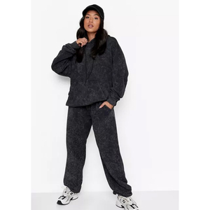 Venta al por mayor personalizado francés Terry ácido 2 piezas conjunto Vintage algodón sudor traje unisex ácido lavado chándal con su diseño gráfico - Product Image 5