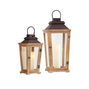 Fantaisie décor à la maison noël bougeoir en bois de haute qualité bois métal bougie lanterne suspendue lanterne de noël en vente - Product Image 2