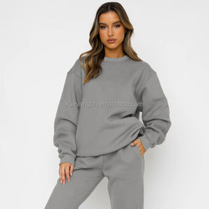 Logotipo personalizado al por mayor 100% de algodón de manga larga de invierno de las mujeres de 2 piezas Jogger sudadera pantalones de chándal sudaderas con capucha y pantalones conjunto - Product Image 4