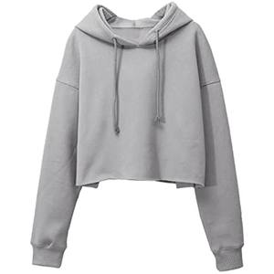 Hot <b>Girls</b> French Terry Thick Crop Top <b>Hoodie</b> for Women America Style Casual Short Length Autumn Winter Wide Hem Warm <b>Sweatshirts</b> - Product Image 1