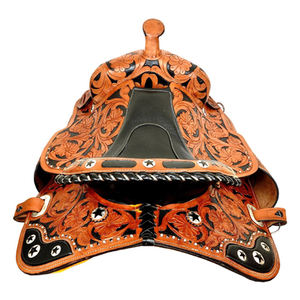 Silla de Montar a Caballo de Cuero Genuino Occidental de Primera Calidad, Tallada a Mano - Product Image 2