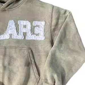 Wholesale Price Distressed Embroidery Hoodies <b>Men</b> Manufacturer Custom High Quality 100% Cotton Winter Hooded Breathable <b>Pullover</b> - Product Image 5