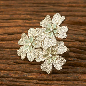 Anillo de dedo de circonia cúbica ajustable, joyería hecha a mano clásica con chapado en rodio, 421528 - Product Image 4