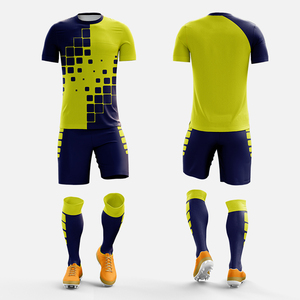 Maillot de football américain entièrement personnalisable imprimé, maille personnalisée bleue et jaune, 100 % polyester, logo personnalisé, vente en gros - Product Image 1