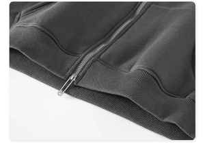 เสื้อมีฮู้ดของผู้ชายสีทึบเสื้อสวมหัวปักโลโก้ฤดูหนาวชุดสตรีทไซส์ XXS ย้อมสีล้วนมีฮู้ดขายส่ง - Product Image 4