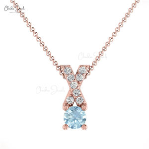 Nouvelle arrivée or massif 14k pavé ensemble diamant croix pendentif collier grossiste pendentifs religieux fins aigue-marine naturelle - Product Image 1