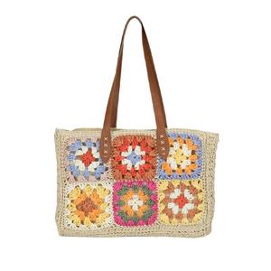 Sac de plage rétro mignon en paille tressée à motif floral pour femme, sac d'été à bandoulière pour grand-mère avec fermeture éclair - Product Image 5