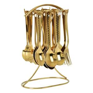 ชุดช้อนส้อมสีทองหรูหราที่มีโครงสร้างสแตนเลสที่แข็งแรงเหมาะสำหรับการรับประทานอาหารที่ทันสมัย - Product Image 3