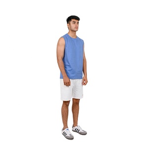 Débardeur Muscle sans manches bleu pour hommes Gym Fitness chemise d'entraînement léger respirant coton mélangé hommes débardeur OEM/ODM exportateur - Product Image 2