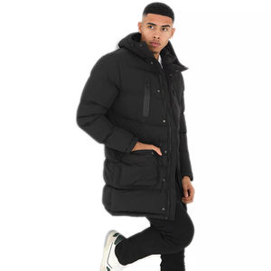 Chaquetas acolchadas ligeras personalizadas para hombres con estilo, ropa de abrigo de lona de longitud larga con diseño de burbujas, venta al por mayor - Product Image 1