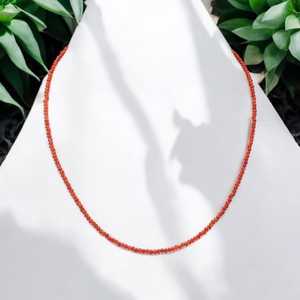 Collier cornaline 2mm 3mm perles à facettes pierre précieuse naturelle juillet pierre de naissance délicate faite à la main 925 bijoux en argent pour les femmes en gros - Product Image 1