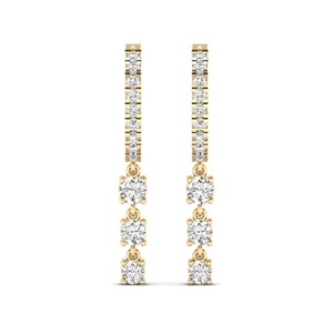 Boucles d'oreilles créoles en or blanc 10 carats avec diamants de laboratoire, bijoux tendance et modernes pour femmes, pour mariages et fêtes - Product Image 5