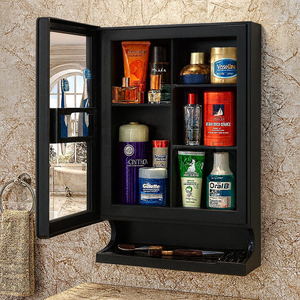 Parasnath ตู้ห้องน้ำสีดำใหม่พร้อมกระจกแข็งแรงและติดตั้งบนผนังด้วยโซลูชันการออกแบบที่ทันสมัย - Product Image 6