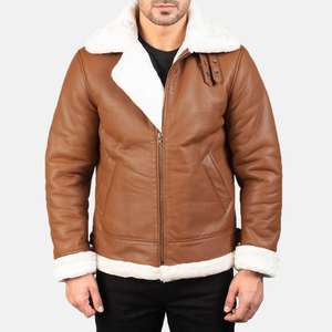 Veste d'hiver élégante en cuir et fourrure de mouton pour homme avec col montant et logo frontal - Acheteurs en gros et détaillants - Product Image 3