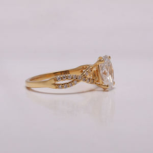 Anillo de compromiso con ajuste de banda trenzada de diamante cultivado en laboratorio de corte ovalado, lujoso anillo de compromiso de oro sólido de 10K para mujer - Product Image 2