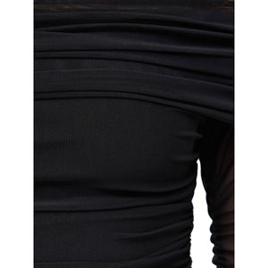 Chic Women's Blouse Crew Neck <b>Cap</b> <b>Sleeve</b> Front Logo Long Length 100% Cotton <b>Tops</b> Autumn Parties Casual Trendy - Product Image 4