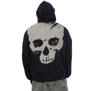 Wholesale Customized Heavyweight Winter Fashion Men's Skulls Eco-Friendly <b>Vintage</b> <b>Oversized</b> Streetwear Screen Printed <b>Sweatshirt</b> - Product Image 2