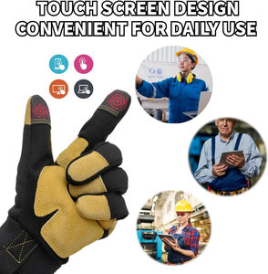 Vente en gros de gants de maréchal-ferrant d'hiver en cuir fendu, doigts renforcés, vêtements de travail de protection écologiques et personnalisables pour écran tactile - Product Image 2