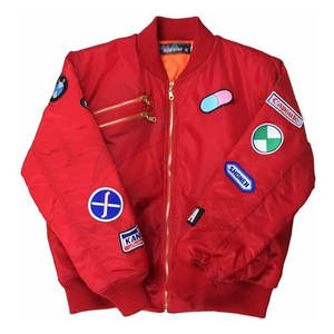 Blouson aviateur en satin pour hommes avec patchs élégants brodés Blouson aviateur en satin tendance avec écussons personnalisés - Product Image 6