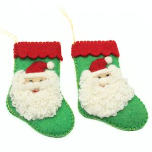 Calcetín Navideño de Fieltro de Lana - Decoración Navideña Hecha a Mano - Porta Regalos Navideño Hecho a Mano - Calcetín Navideño de Fieltro con Diseño de Santa - Product Image 1