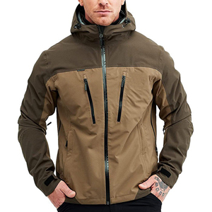 Veste d'hiver en toile imperméable à col montant avec poche avant pour hommes, activités de plein air, randonnée, cyclisme, fermeture éclair brodée - Product Image 3