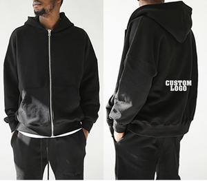 Vente en gros de sweat à capuche épais en éponge française 450gsm avec fermeture à glissière pour hommes, design surdimensionné à épaules tombantes pour l'hiver - Product Image 3