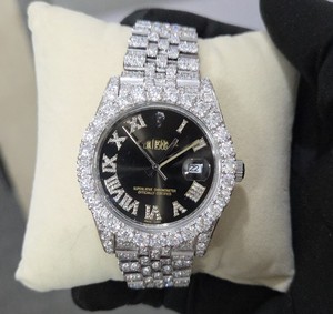 Montre analogique à mouvement Miyota automatique en acier inoxydable de luxe RX Brilliant Cut VVS Moissanite Collection Hip Hop - Product Image 1