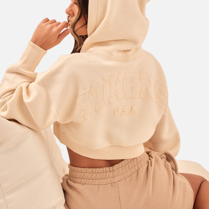 Sudadera con capucha recortada con estampado de soplo de Atenas de alta calidad para invierno Logotipo personalizado Talla XS - Product Image 6