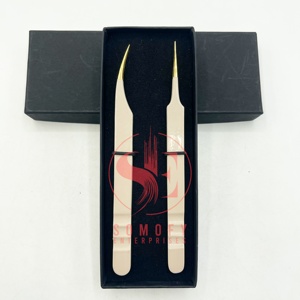 Professional Lash Tweezers 10mm Precision Custom Logo <b>Box</b> Packing <b>Strong</b> Hold Fiber Tip Eyelash Extension Stainless Steel - Product Image 6