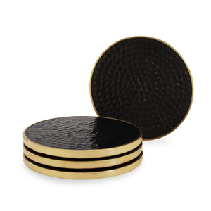 Ensemble de sous-verres en métal martelé noir pour la décoration de table à la maison, sous-verres pour servir le thé et le café, faits à la main - Product Image 1