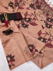 Último diseñador indio tradicional étnico impreso algodón rosa Sari Moda exclusiva fiesta boda Festival desgaste mujeres - Product Image 2