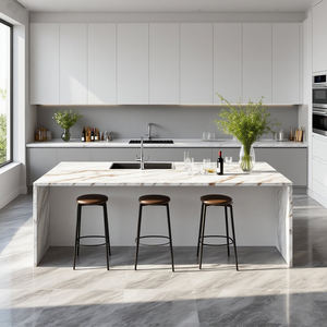 Losas de piedra de cuarzo impresas en 3D de vena dorada de lujo OEM, respetuosas con el medio ambiente, duraderas, pulidas a mano, garantía de 3 años, tapas de tocador de baño - Product Image 6