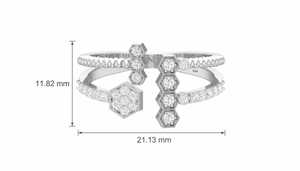 Bague en forme de nid d'abeille géométrique pour femmes |   Bague élégante et moderne en or pour tous les jours - Product Image 2