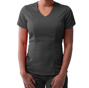 Women'<b>s</b> V-Neck Scrub Top Short Sleeve Beauty Salon Spa Nurse Uniform Solid Colors Workwear with Pockets Beautiful Design <b>Blouse</b> - Product Image 4