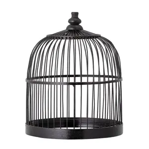 Simple fil métal petit oiseau cage animal perroquet cage petite cage à oiseaux meilleure vente couleur noire enduit de poudre articles de jardin utiliser