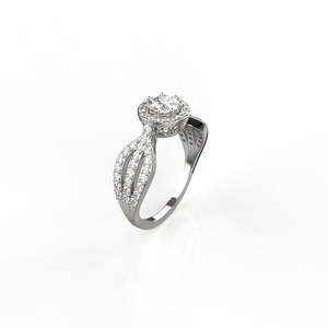Sterling <b>Silver</b> 0.50 Carat <b>Solitaire</b> Halo <b>Ring</b> For Girls &amp; Women - Product Image 2