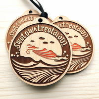 Souvenir écologique cadeaux de course médaille en bois imprimé avec logo personnalisé médaillons en bois gravés