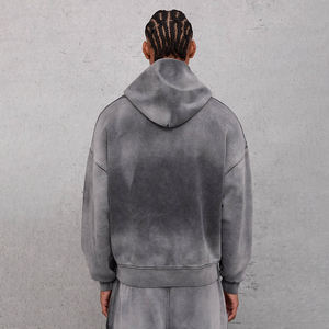 Streetwear personnalisé Ensemble sweat à capuche et pantalon de survêtement 100% coton délavé à l'acide Style poche survêtement survêtement pour hommes - Product Image 3