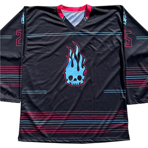 Precio al por mayor: Camiseta de hockey sobre hielo de manga larga 100% poliéster, personalizada con nombre/número impreso en sarga, para jugadores. - Product Image 3