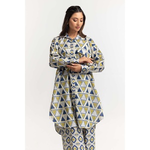 Conjunto de Camisa y Pantalón Dobby con Estampado Digital y Decoración de Botones, Modelo IPS-24-02 - Product Image 1