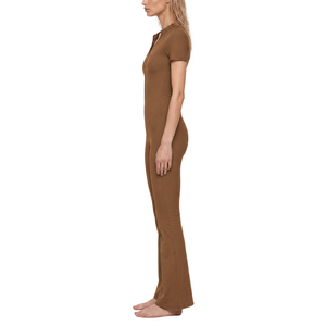 Women's Flared Leg Quarter-Zip <b>Jumpsuit</b>-Athletic One-Piece - Product Image 4