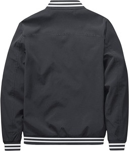 Men's Casual Comfortable Satin Bomber Jacket Solid Color <b>Zip</b> Outwear Embroidery Hood Decorations for Spring Autumn Fall Winter - Product Image 2