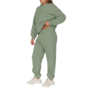 Chándal personalizado para mujer: hombro hacia abajo, ajuste cómodo máximo, color sólido, ropa de entrenamiento o informal, servicio OEM disponible - Product Image 3