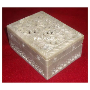 Nouveau Design étonnant dernier produit en stéatite naturelle sculpture à la main forme rectangulaire stockage de bijoux boîte douée dans le meilleur prix bas - Product Image 1