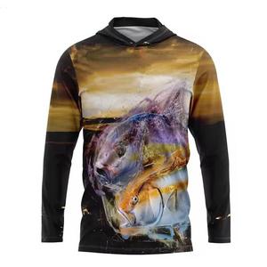 Vente en gros de chemise de pêche à capuche à manches longues séchage rapide 100% polyester UPF 50 Service OEM antibactérien disponible - Product Image 1