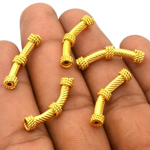 Perle tube incurvée 25X3mm pour la fabrication de colliers et de bracelets Plaqué or 18 carats Argent Oxydé Cuivre Plaqué B310 - Product Image 3