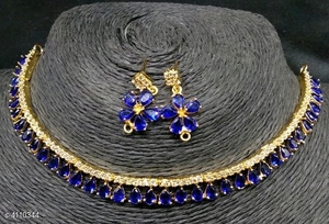 Fabricante indio AD CZ conjunto de collar de luz pendientes moda india chapado en oro colección de joyería de boda para niñas mujeres - Product Image 4