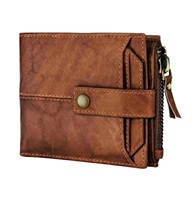 Dompet vertikal Retro pria kualitas tinggi dengan penutup ritsleting RFID dan dompet panjang multi kartu klip uang dengan harga terbaik